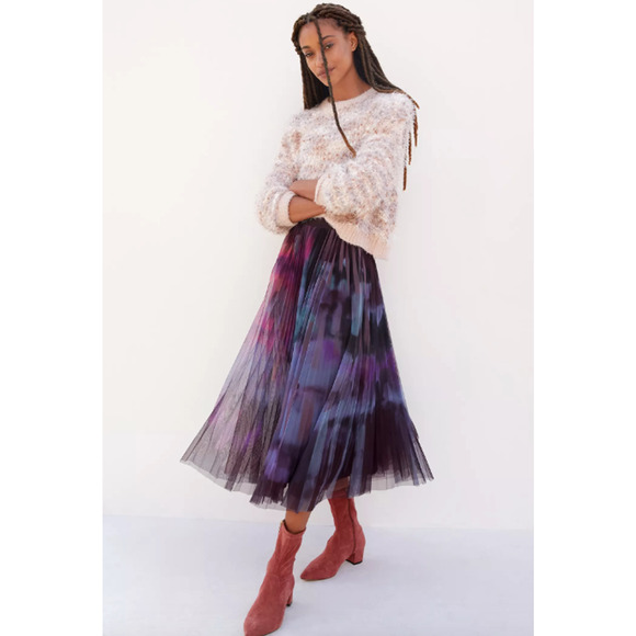Anthropologie Geisha Designs Skirt XL Dania Tulle Tie Dye Pleated Midi Fairy - Picture 8 of 8